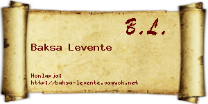 Baksa Levente névjegykártya